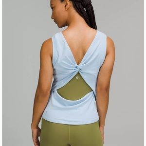 Lululemon Size 2 Nulu Back-Twist Yoga Tank Top in Blue Linen color